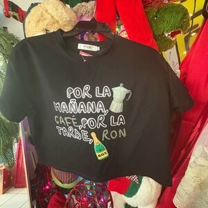 Black Graphic Tee with Bad Bunny song Text. Size S/M and M/L.